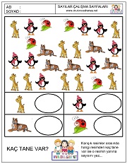 okul öncesi sayılar çalışma sayfaları